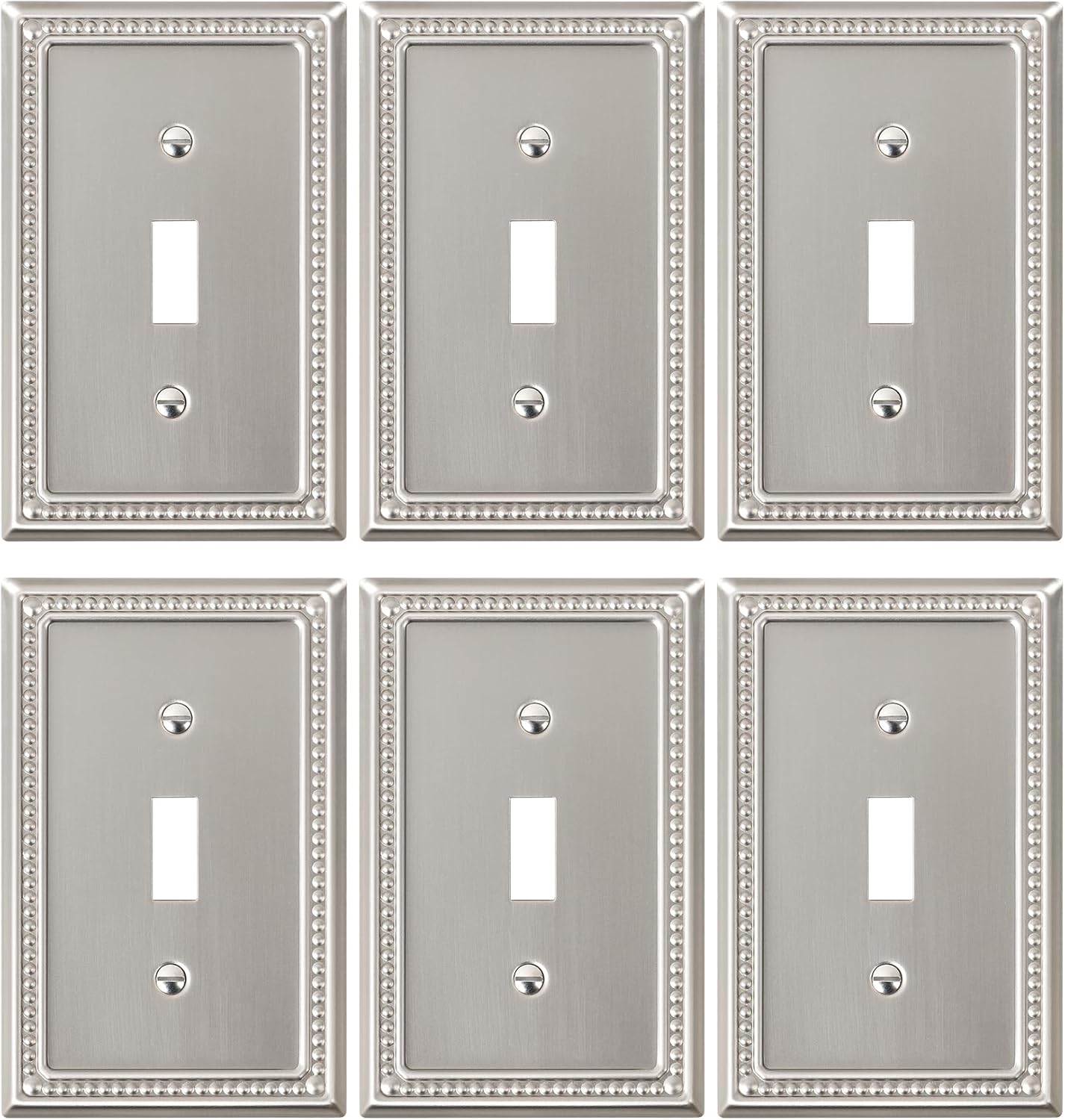6-Pack Single Toggle Light Switch Cover Plate, Pearls Decorative Switch Plate Covers, Brushed