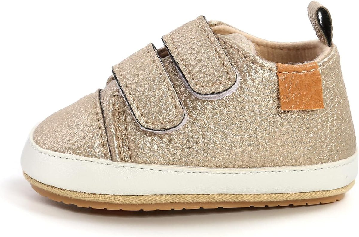 SOFMUO Baby Boys Girls High Top Ankle PU Leather Sneakers Soft Rubber Sole Infant Moccasins Newborn