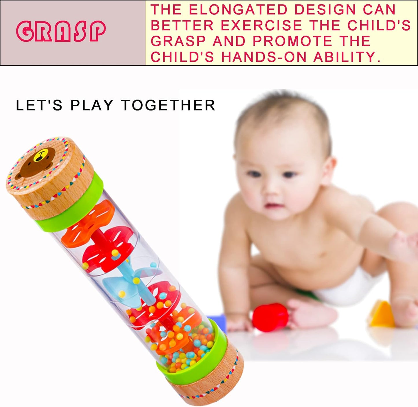 BIUWING Rainmaker Rain Sticks, Mini Wooden Musical Shake, Beaded Raindrops - Turn Over and Watch