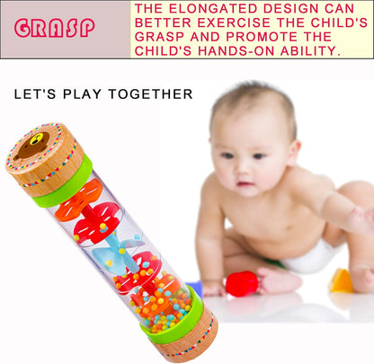 BIUWING Rainmaker Rain Sticks, Mini Wooden Musical Shake, Beaded Raindrops - Turn Over and Watch
