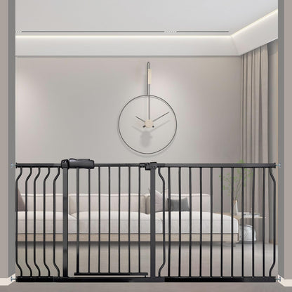 Wide Baby Gate 67-71.5 Inch Heavy Duty Steel Safety for Stairs, Pressure-Mounted Indoor Dog, No