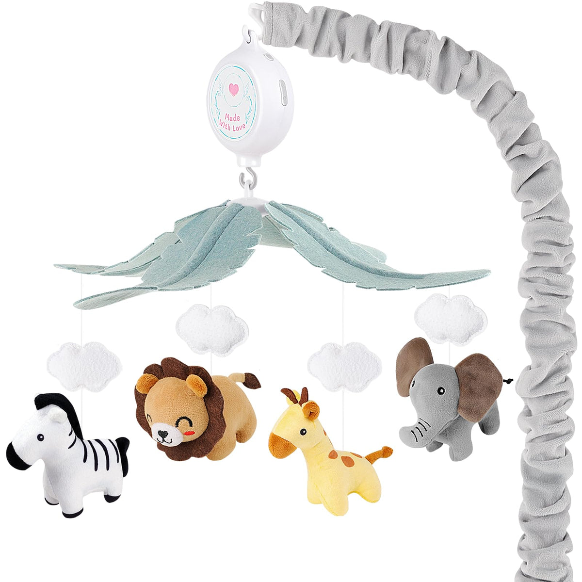 PIIKAGO Animals Crib Mobile for Boys & Girls - Safari Baby Mobile for Crib with Upgraded 3-Mode
