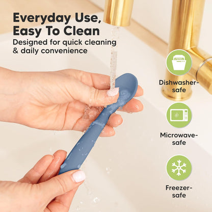 KeaBabies Silicone Baby Spoons, Self Feeding 6-12 months - 3-Pack Baby Weaning Eating Utensils
