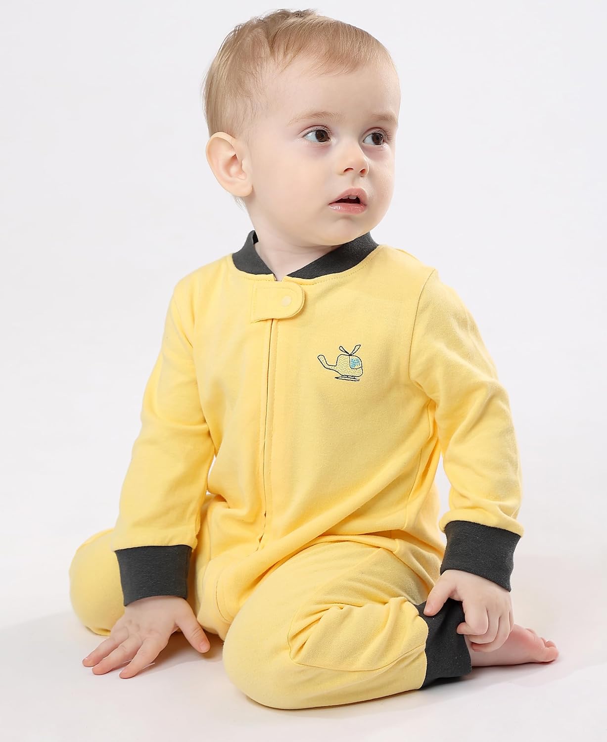Teach Leanbh Baby 2-Pack Footless Pajamas Cotton Long Sleeve Printing 2 Way Zipper Romper Jumpsuit