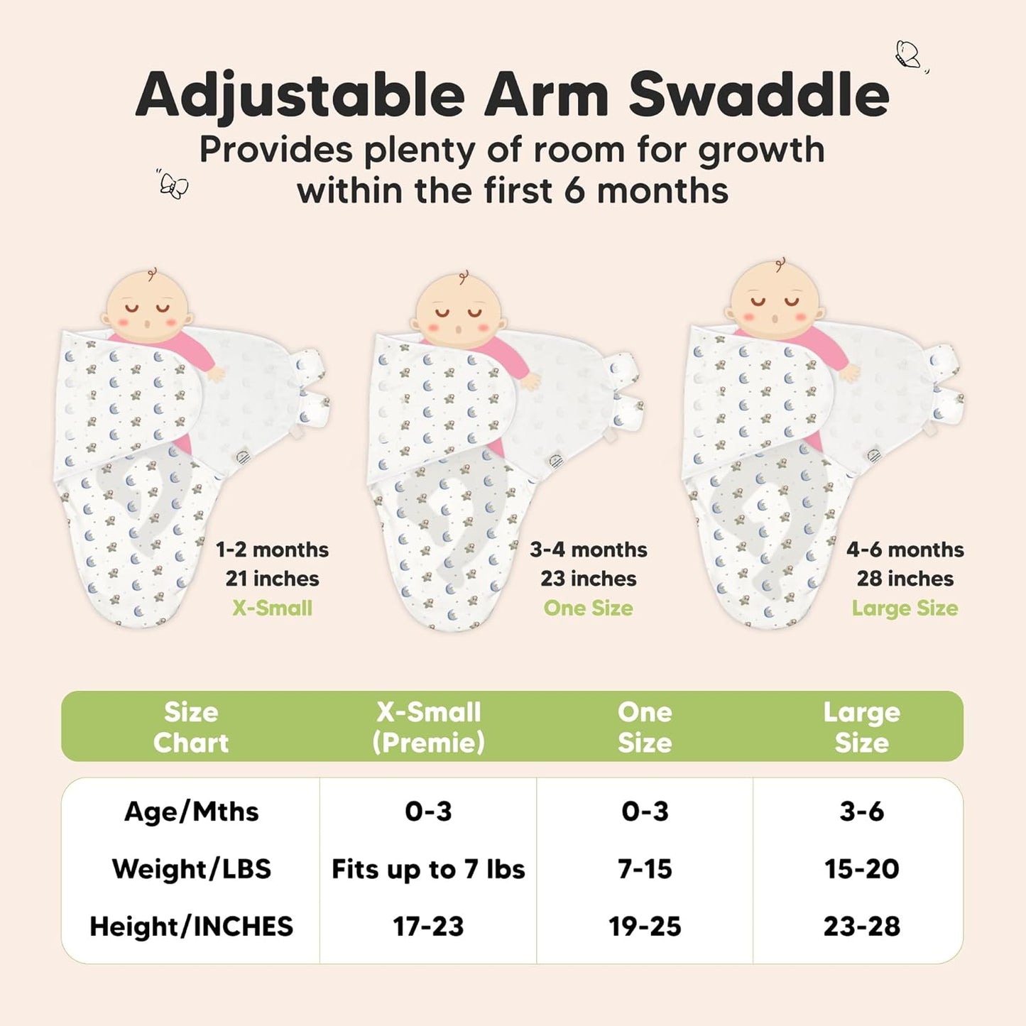 3-Pack Organic Baby Swaddle Sleep Sacks - Swaddles for Newborns, Infant 0-3 Months, Baby Girls