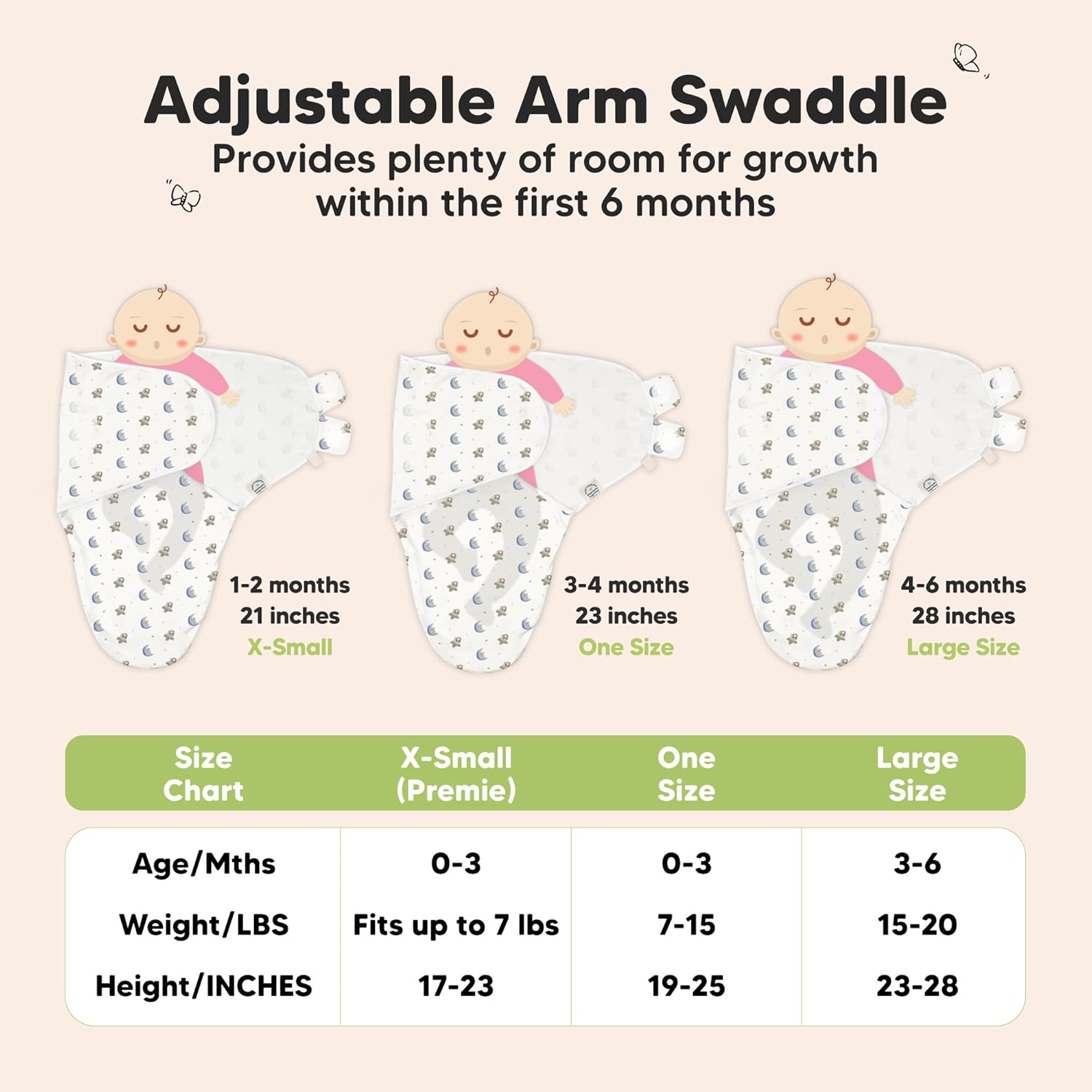 3-Pack Organic Baby Swaddle Sleep Sacks - Swaddles for Newborns, Infant 0-3 Months, Baby Girls