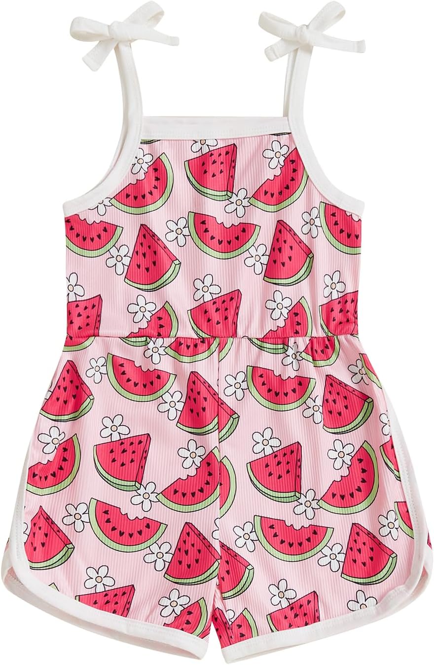 WZTYYDS Toddler Baby Girl Summer Clothes Floral Romper Tie-Up Strap Halter Jumpsuit Infant Summer