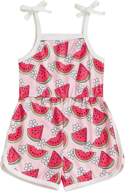WZTYYDS Toddler Baby Girl Summer Clothes Floral Romper Tie-Up Strap Halter Jumpsuit Infant Summer