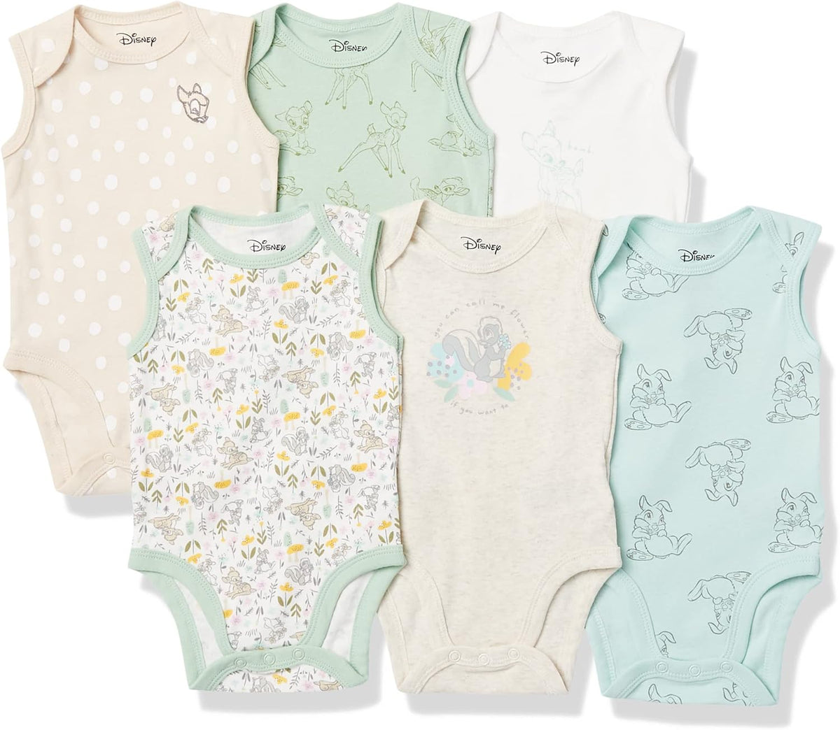 Amazon Essentials Disney | Star Wars | Princess Baby Girls' Sleeveless Bodysuits, Pack of 6