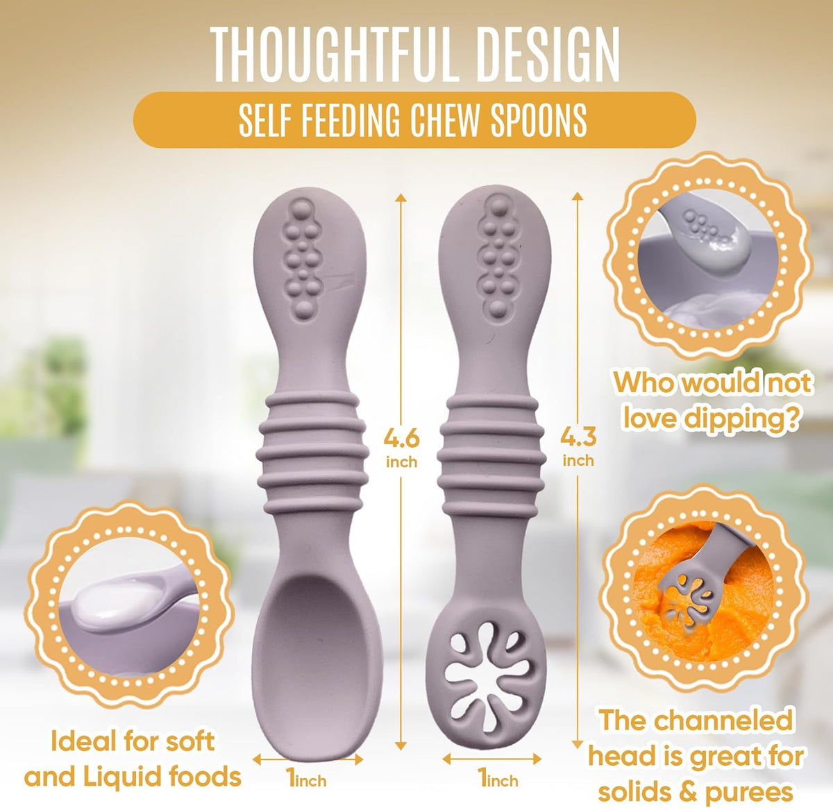 4pc Silicone Baby Spoons Self Feeding Baby Utensils 6-12 Months - 3 Baby Spoon - 1 Baby Fork