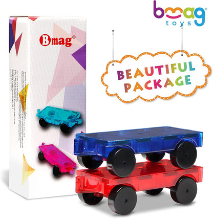 Bmag 2PCS Magnetic Car Set,Construction Vehicle Building Tiles,Magnet Toys Compatible with Magnetic