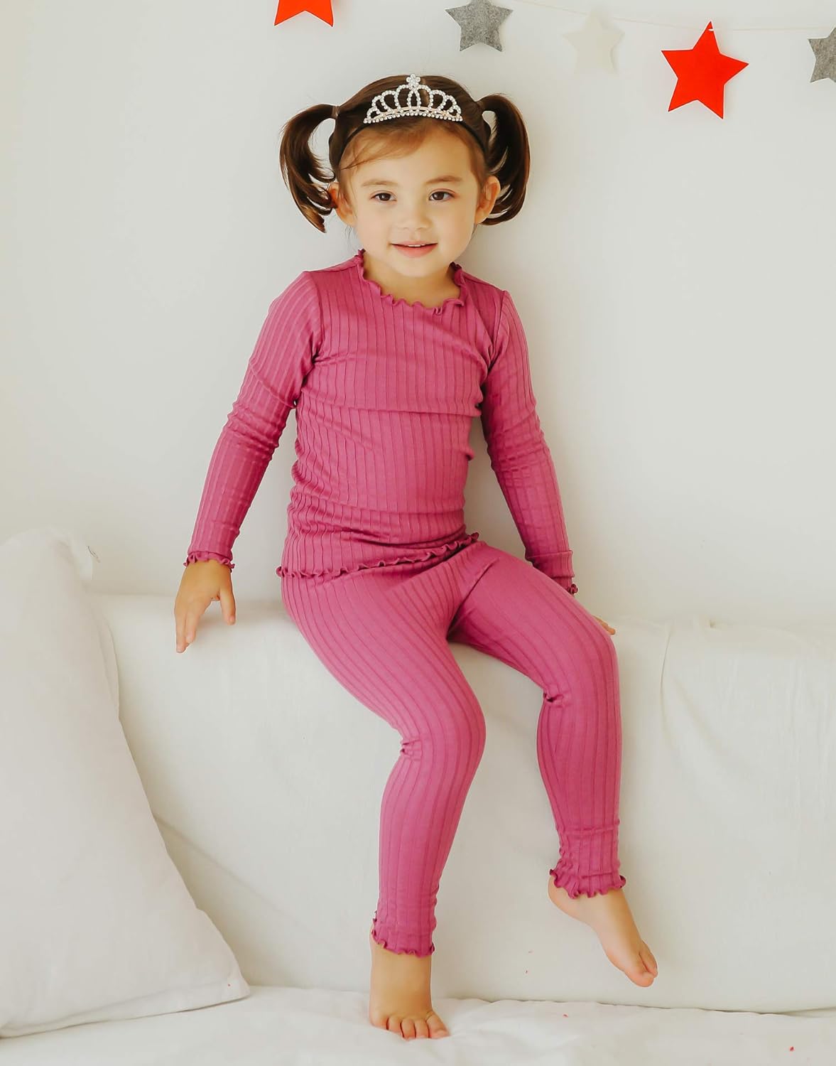 VAENAIT 6M-12Y Toddler Kids Girls Boys Soft Comfy Modal Tencel Solid Raglan Sleepwear Pajamas Pjs