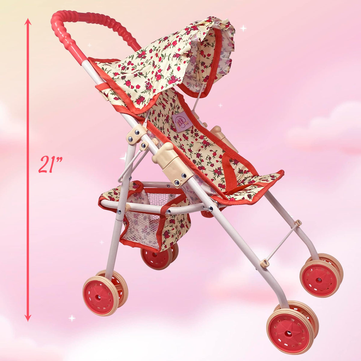My First Baby Doll Stroller for Toddlers 3 Year Old Girls, Little Kids | Toy Stroller with Bottom