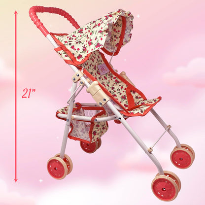 My First Baby Doll Stroller for Toddlers 3 Year Old Girls, Little Kids | Toy Stroller with Bottom