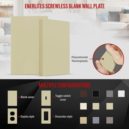 ENERLITES Screwless Blank Wall Plate, Child Safe Blank Device Outlet Cover, Standard Size, 1-Gang
