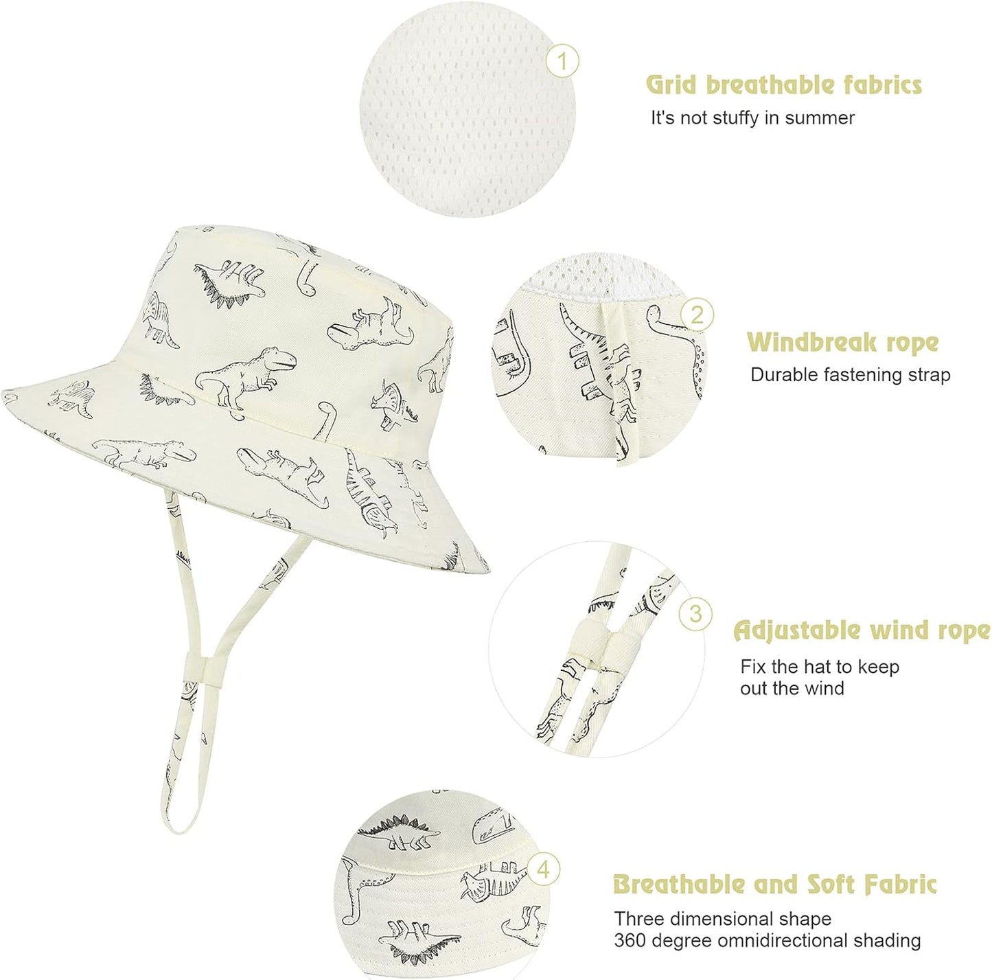Durio Baby Bucket Sun Hat Toddler Hats Summer Beach Hat UPF 50+ Sun Protection Bucket Hats for Kids