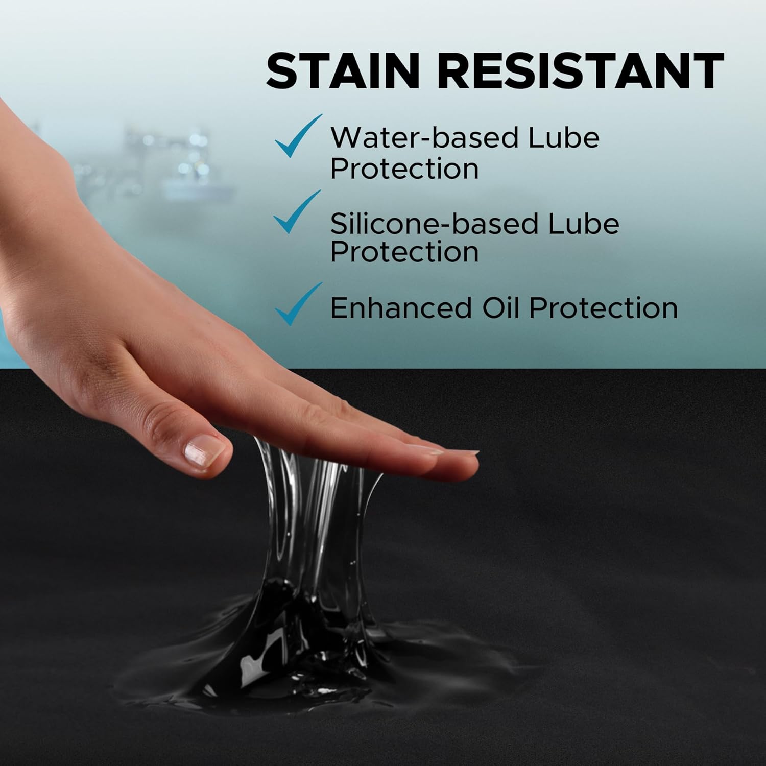 Black Waterproof Flat Play Sheet (79”x79”), Anti-Slip Mattress Topper with Strengthened Grip