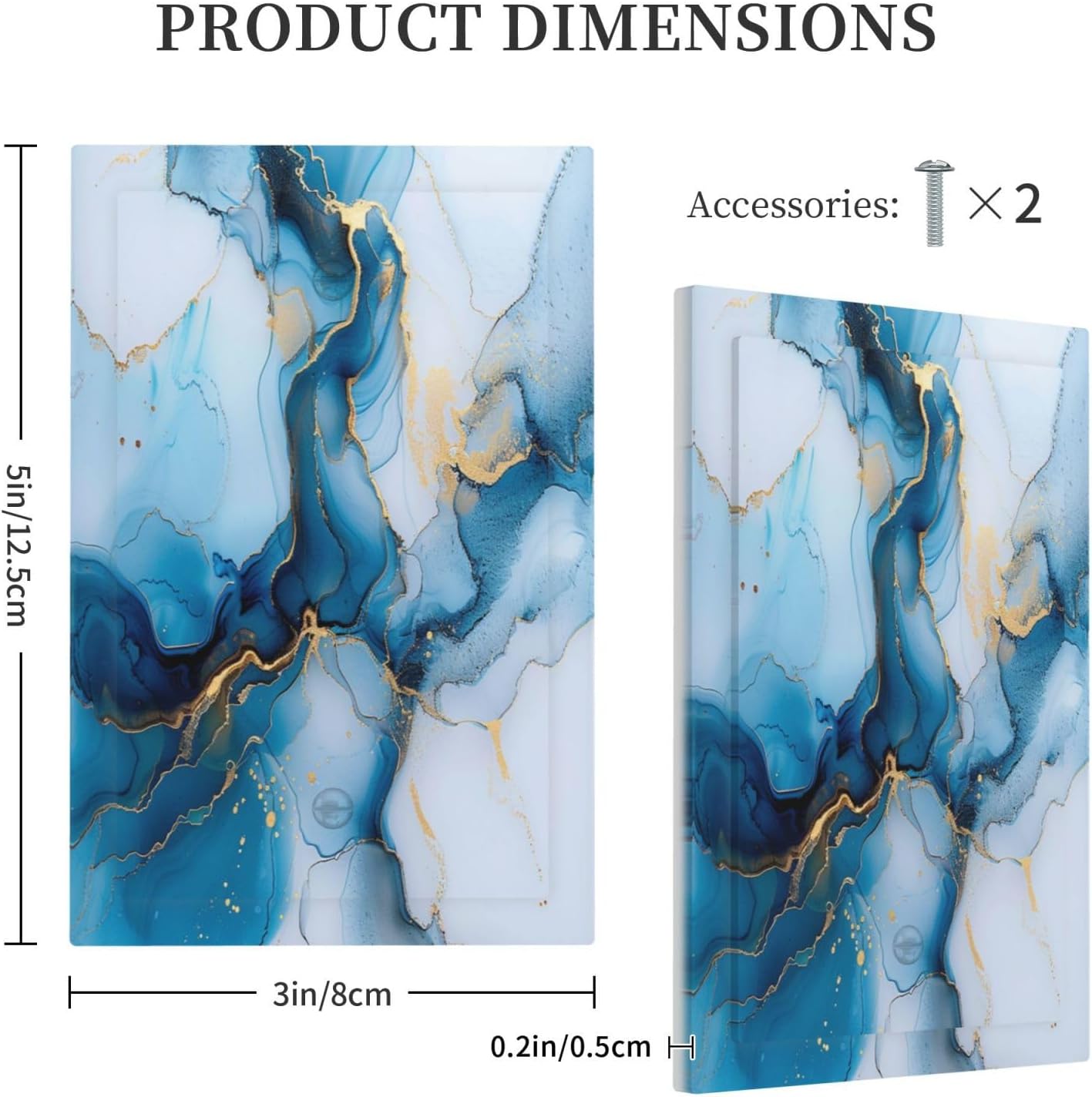 Decorative Switch Covers Plate Modern Abstract Blue Gold Line Marble 1 Gang No Device Single Blank