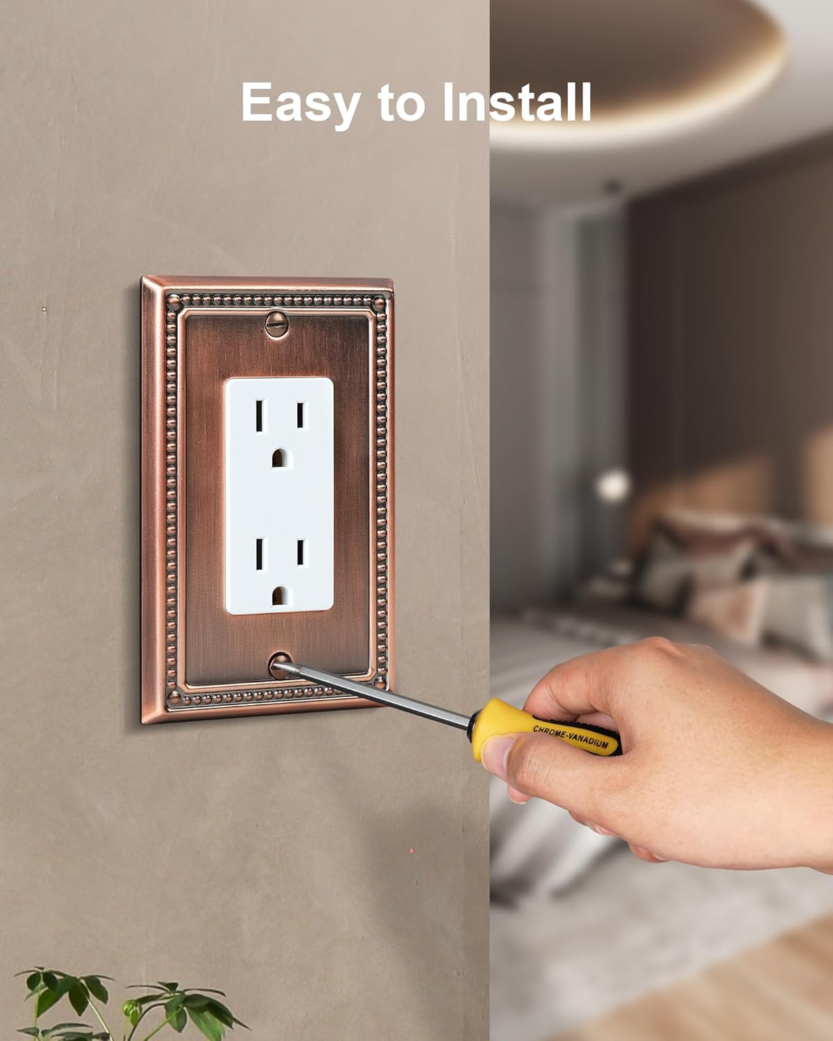 4-Pack Decorator Outlet Cover Plate, Decorative Switch Plates and Outlet Covers, Antique Copper