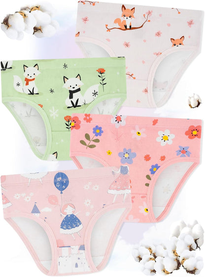 Girls' Underwear,Soft Cotton Tagless Panties for Toddlers' & Little Kids Comfort,Breathable