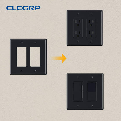 ELEGRP 2-Gang Decorative Wall Plates, Mid-Size 4.88" H x 4.94" L Unbreakable Thermoplastic
