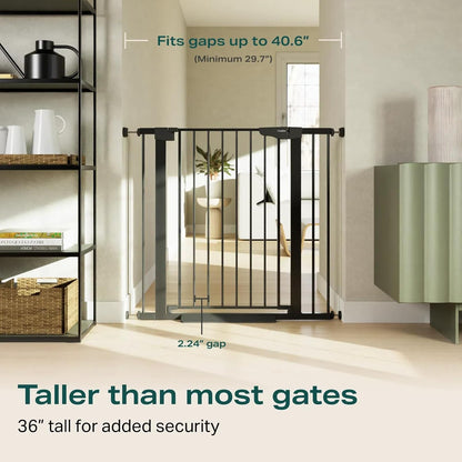 Cumbor 36" Extra Tall Baby Gate for Dogs and Kids with Wide 2-Way Door, 29.7-40.6" Width, and Auto