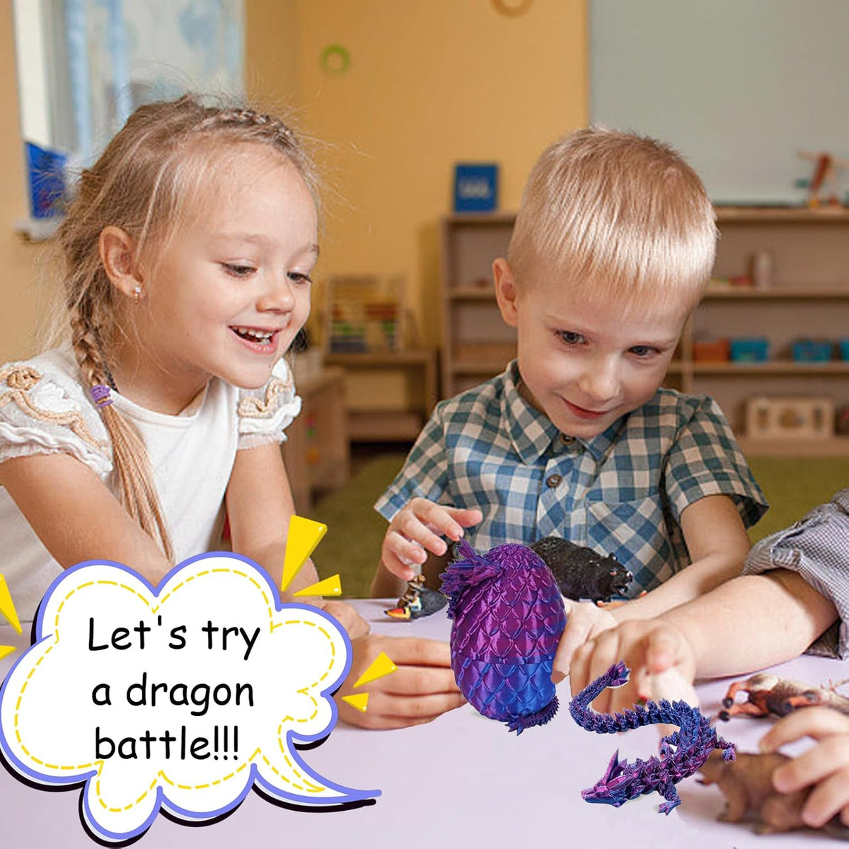 Easter Eggs Gifts for Kids, 3D Printed Dragon in Egg Easter Basket Stuffers Easter Toys for Kids