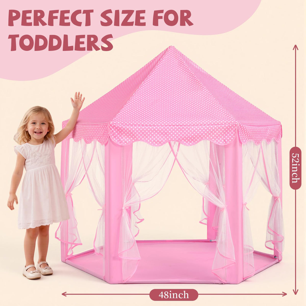 Sumbababy Princess Castle Tent for Girls Fairy Play Tents for Kids Hexagon Playhouse with Fairy