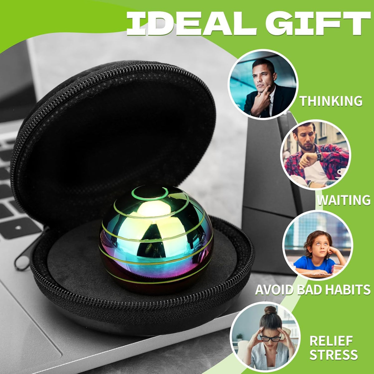Kinetic Fidget Spinner Lumious Desk Toy for Kids Adults, Cool Optical Illusion Gadget Metal Stress