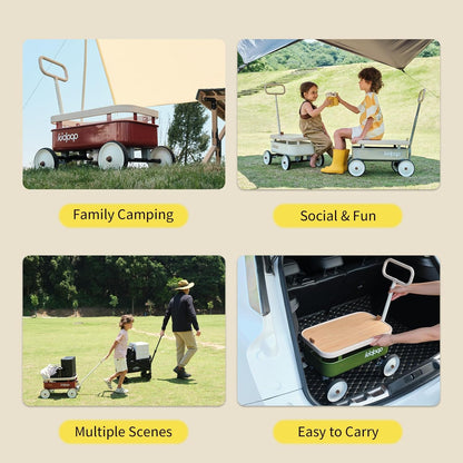 kidpop PULA-Wild 3-in-1 Kids' Pull-Along Wagon Toddlers Push Walker for 2.5-8, Removable Wooden