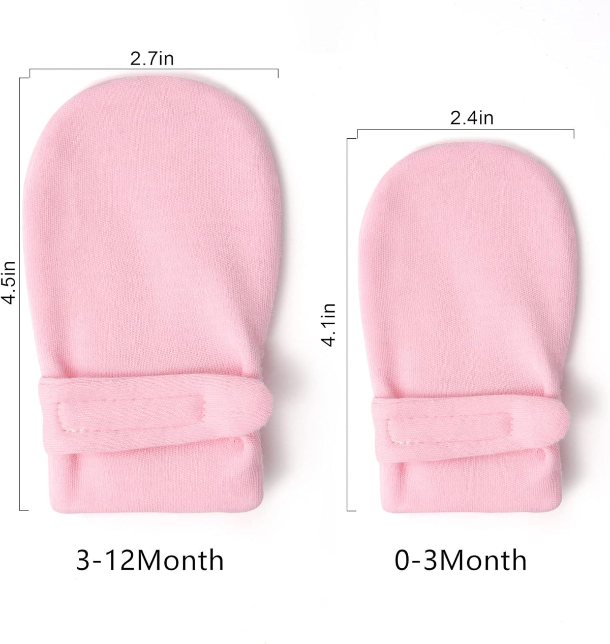 Newborn Baby No Scratch Mittens Stay On, 100% Cotton Breathable, Adjustable Infant Gloves for Baby