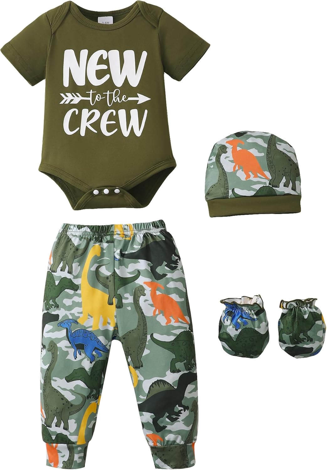 NZRVAWS Newborn Baby Boy Girl Clothes Unisex Infant Romper Pants Set Hat 4-Pack Outfits 0-12 Months