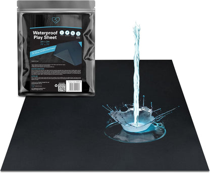 Black Waterproof Flat Play Sheet (79”x79”), Mattress Topper, Protector Cover, Safe with Oil