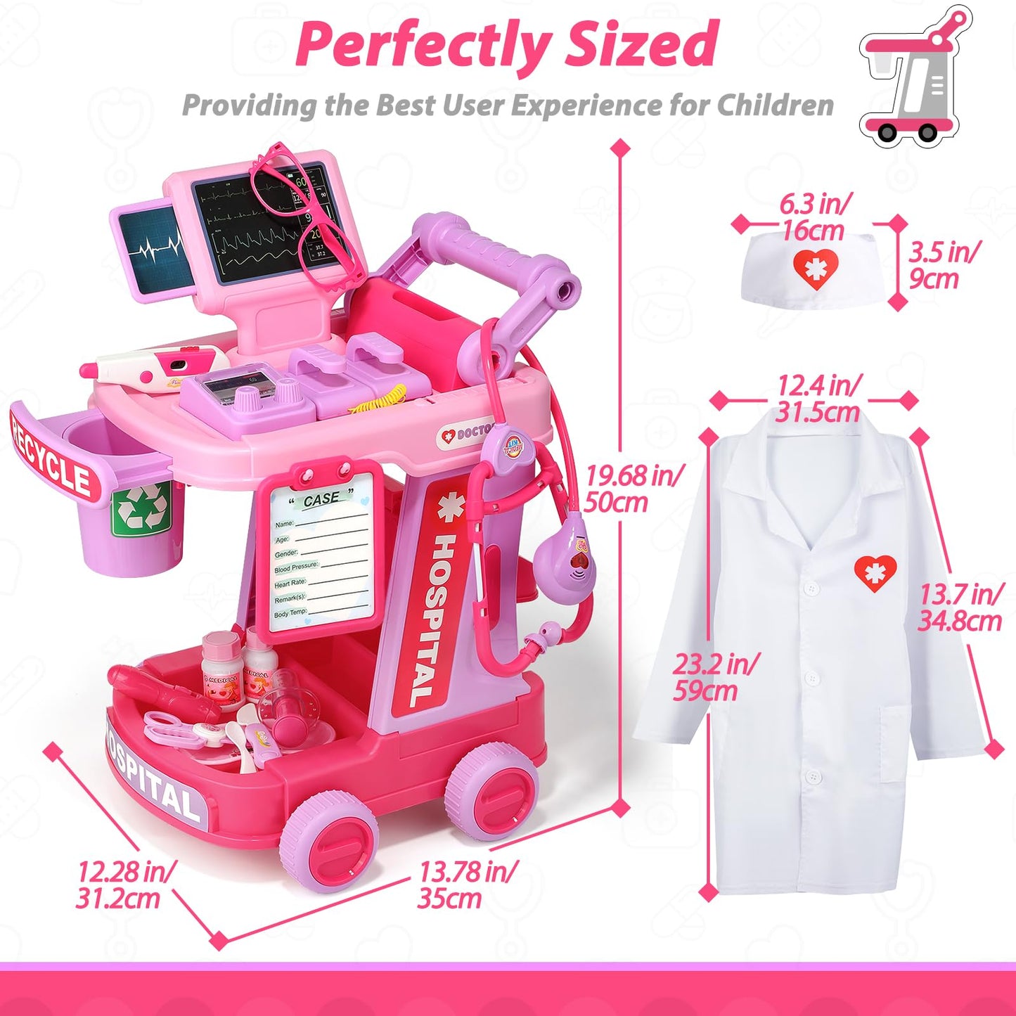 Liberry Toddlers Doctor Kit Toy for Girls Boys Ages 2 3 4 5, Pink
