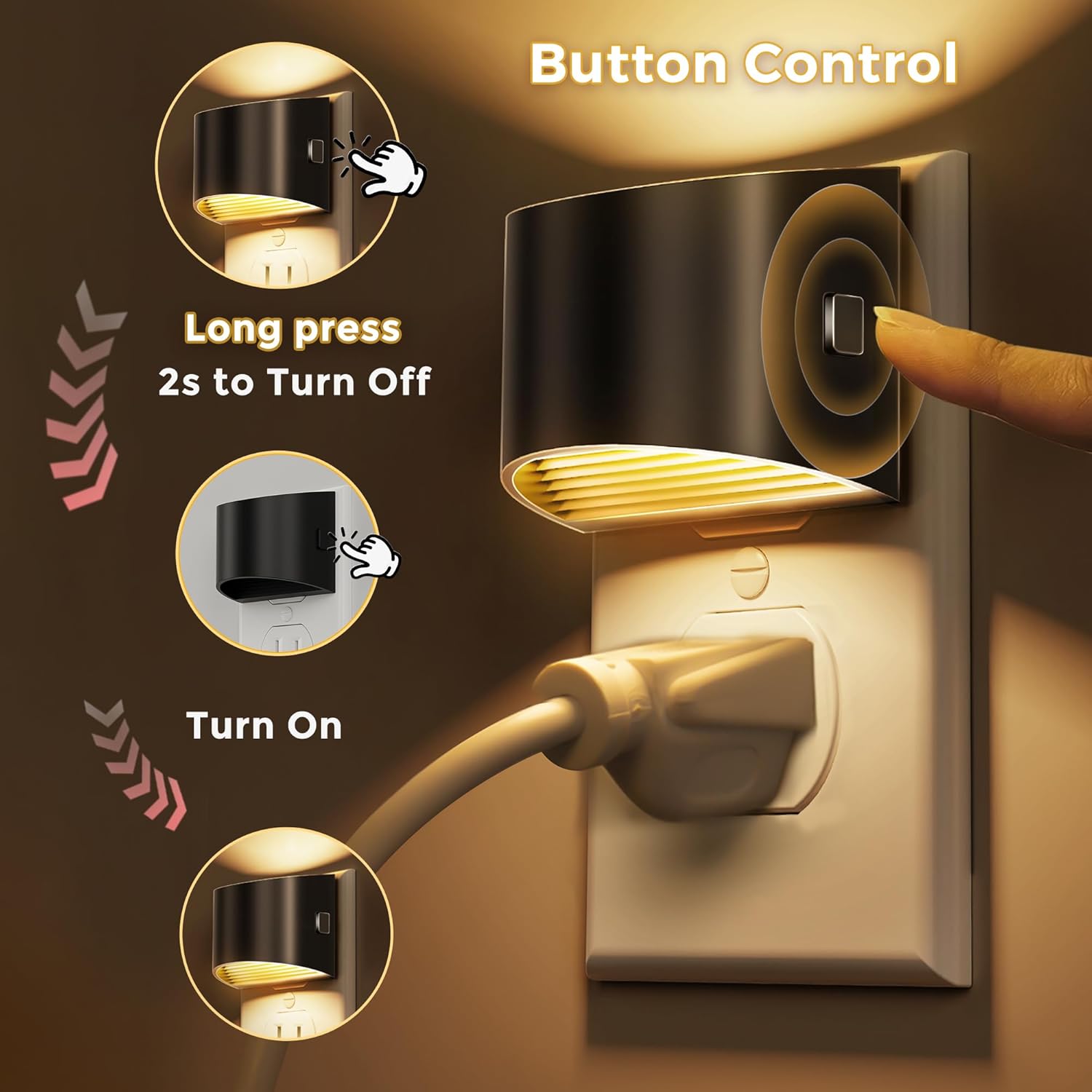 L LOHAS LED Night Lights Plug into Wall, Kids Night Lights with 8 RGB Color, Built-in Dusk to Dawn