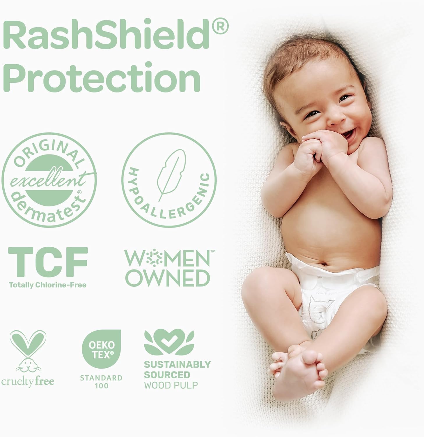 Parasol Clear+Dry Disposable Diapers, RashShield Protection, Leakproof Design, Hypoallergenic