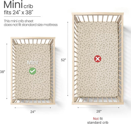 lulumoon Mini Crib Sheets Muslin: Soft Cotton Fitted Mini Crib Mattress Sheets for Boys and Girls