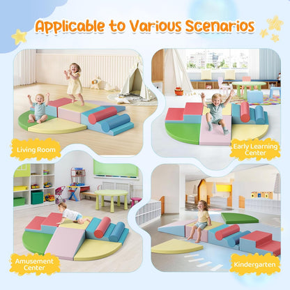 Lischwert Foam Climbing Blocks for Toddlers 1-3, 8pcs Soft Play Set with Crawling Exploration Toys