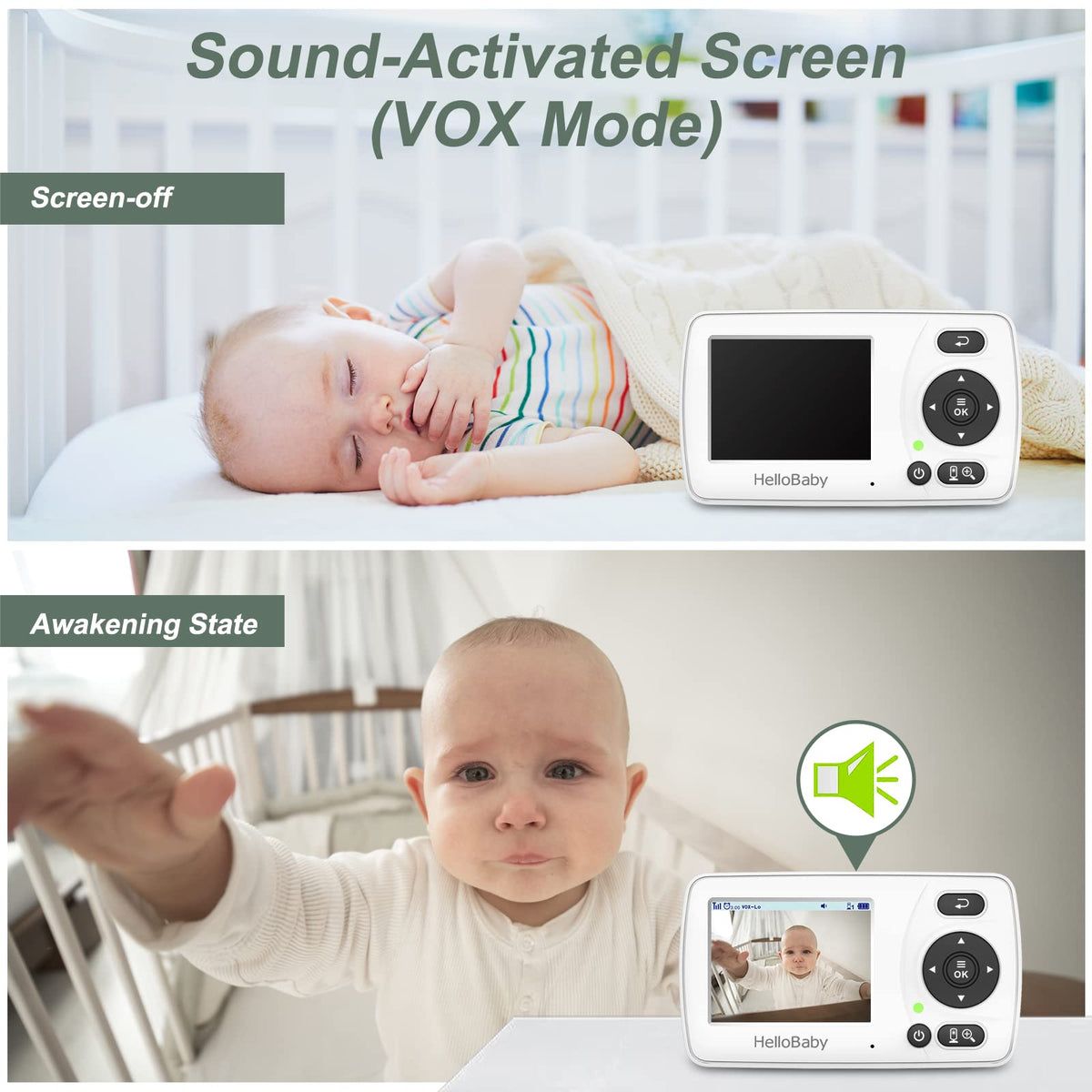 HelloBaby HB30 Video Baby Monitor with Digital Camera and Audio, No WiFi No App Safety Baby