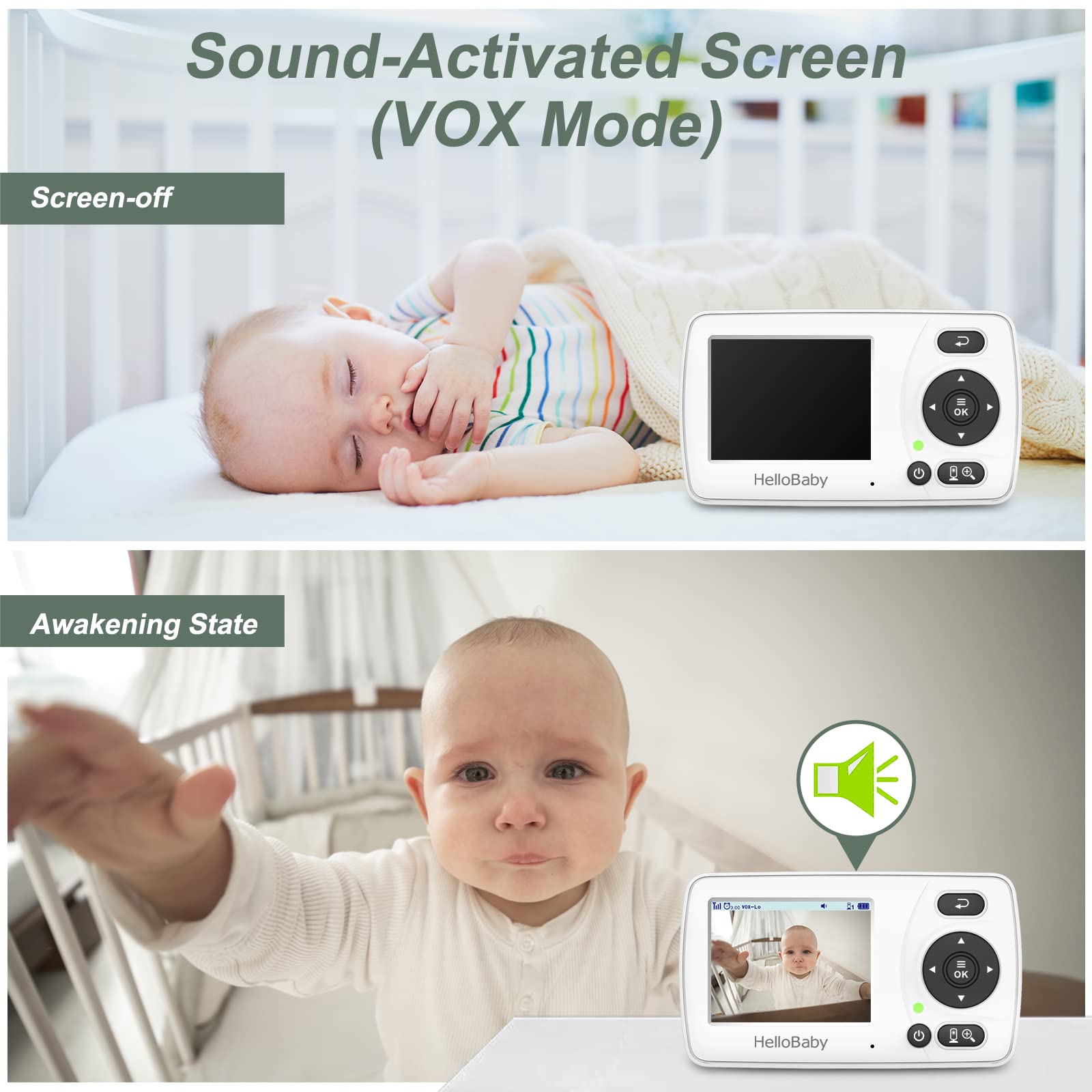 HelloBaby HB30 Video Baby Monitor with Digital Camera and Audio, No WiFi No App Safety Baby