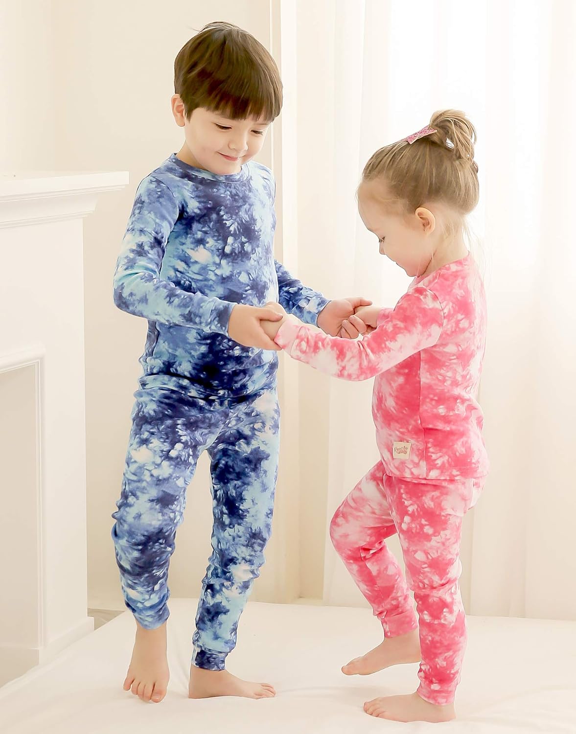 VAENAIT BABY 12M-12Y Toddler Kids Boys Girls 100% Cotton Marbling Tiedye Sung Fit Sleepwear Pajamas