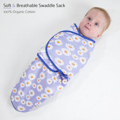 LollyBanks Baby Swaddles 100% Organic Cotton, 0-3 Months Baby Girl Swaddles with Easy Change