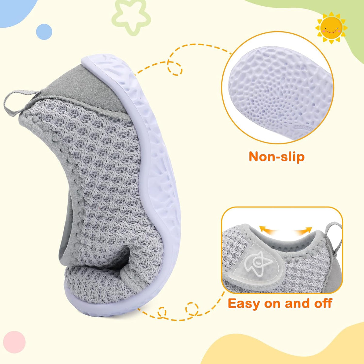 LeIsfIt Baby Shoes Boys Girls First Walking Shoes Non-Slip Infant Sneakers Lightweight Slip-on Crib