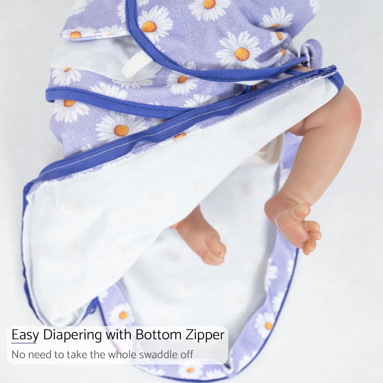LollyBanks Baby Swaddles 100% Organic Cotton, 0-3 Months Baby Girl Swaddles with Easy Change