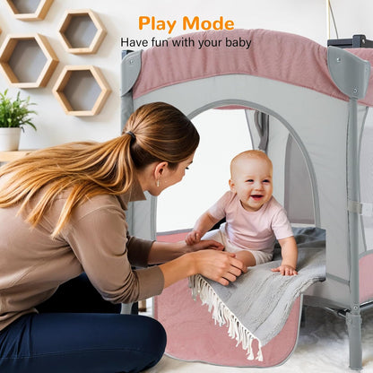 5 in 1 Baby Crib,Bedside Sleeper,Bassinet,Pack and Play with Bassinet and Changing Table,Portable