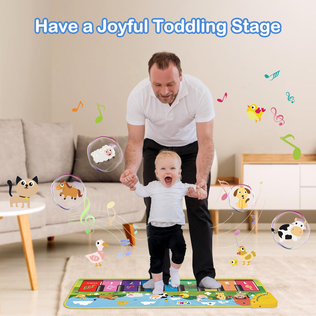 FOKI Floor Piano Mat, Toddler Toys for 1-5 Year Old Baby Boy Girl Gifts