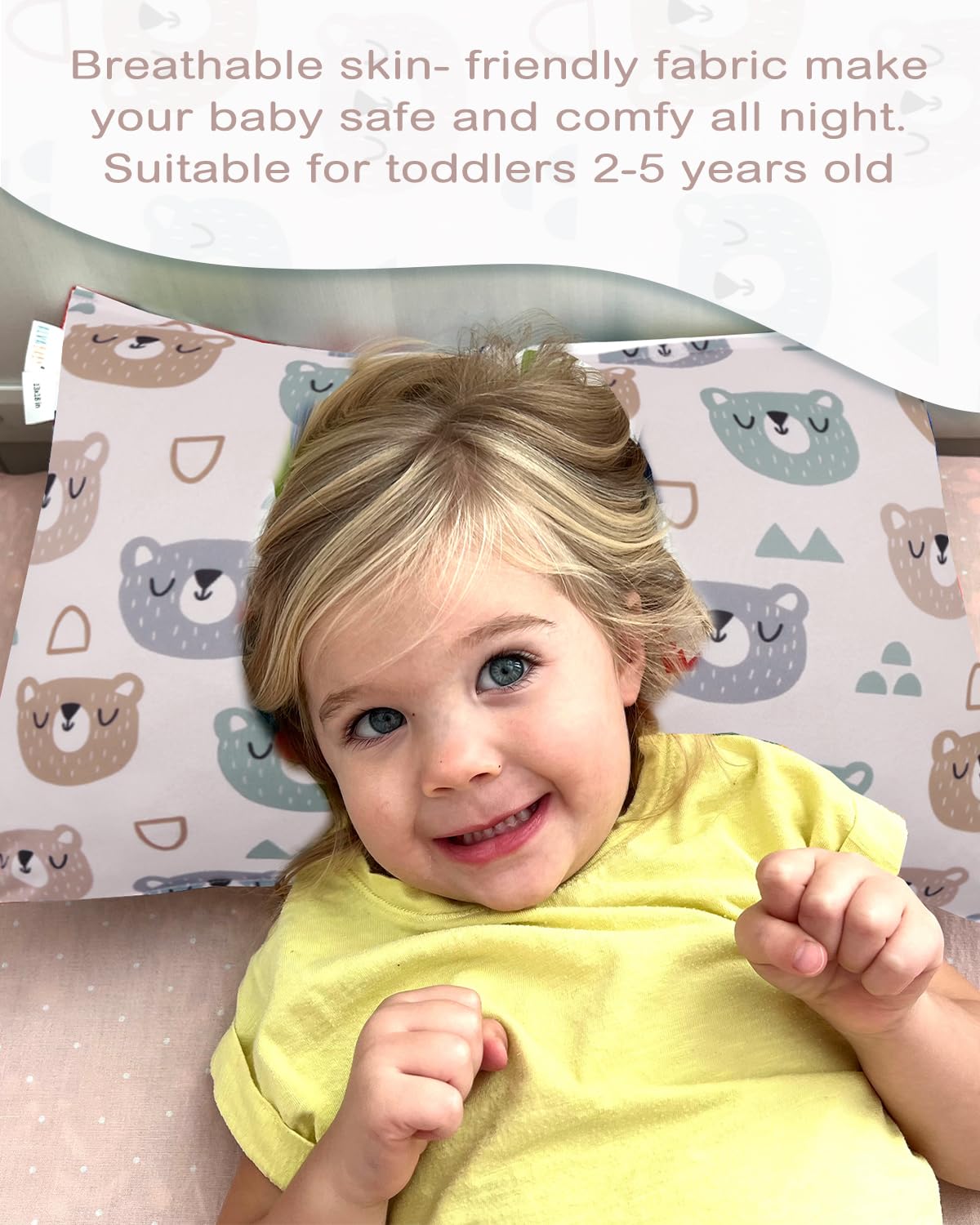 ALVABABY Toddler Pillowcases Stretchy Soft Kids Pillow Cover 2 Pack Fit 13"x 18" or 12"x16"
