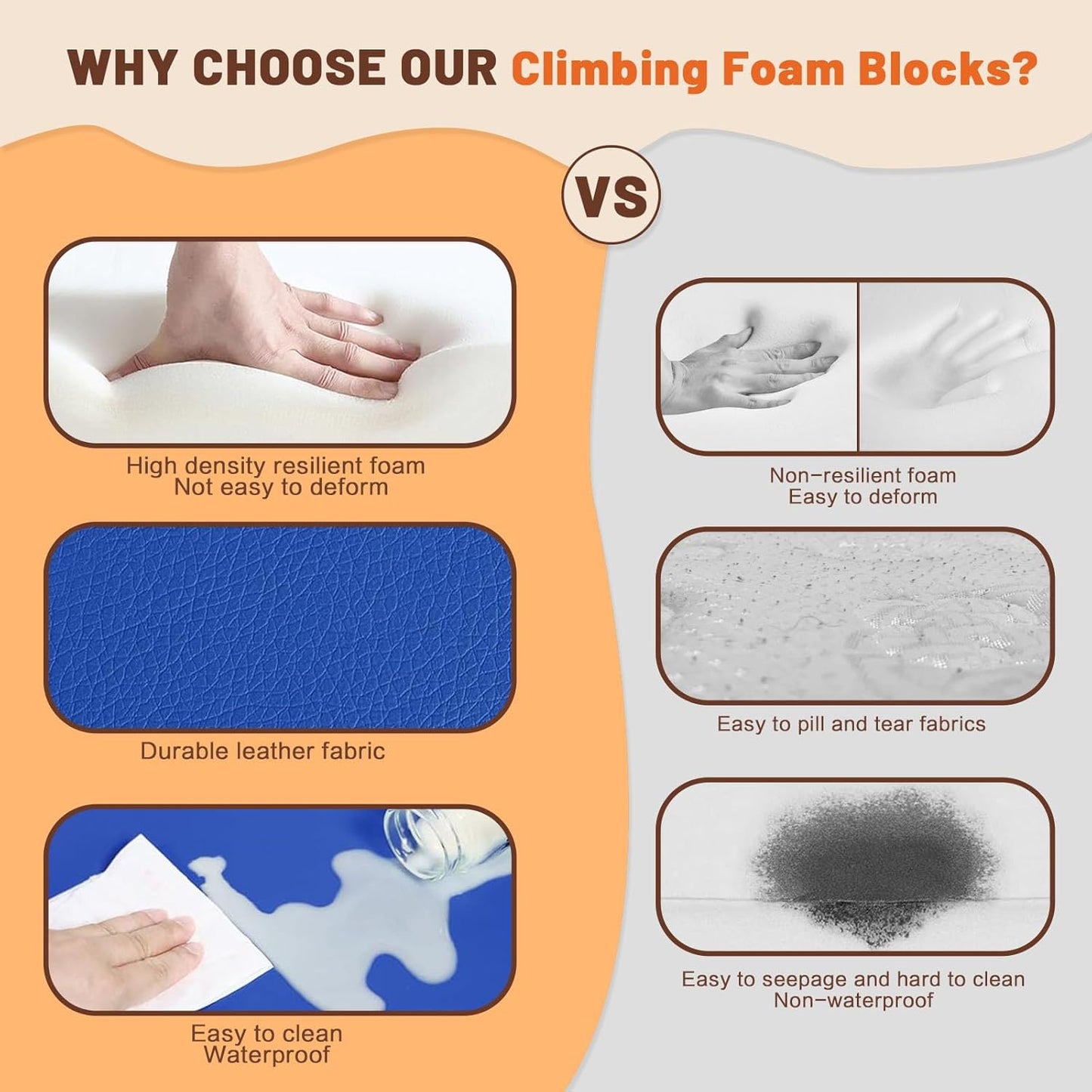 9-Piece Climbing Foam Blocks: Soft PU Leather - Baby Climb and Crawl Activity Blocks - Kids Play