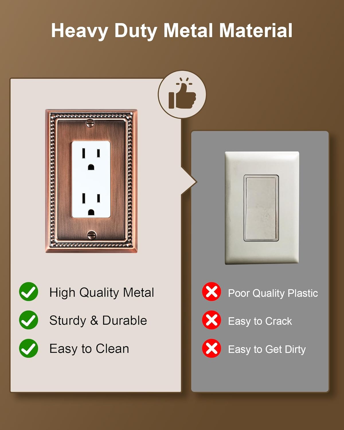 4-Pack Decorator Outlet Cover Plate, Decorative Switch Plates and Outlet Covers, Antique Copper