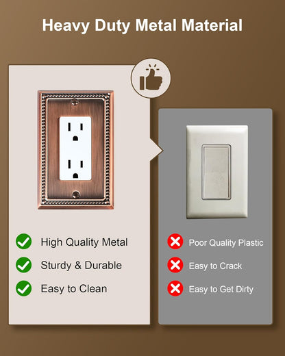 2-Pack Decorator Outlet Cover Plate, Decorative Switch Plates and Outlet Covers, Antique Copper